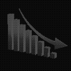 Red bar graph shows a downward trend