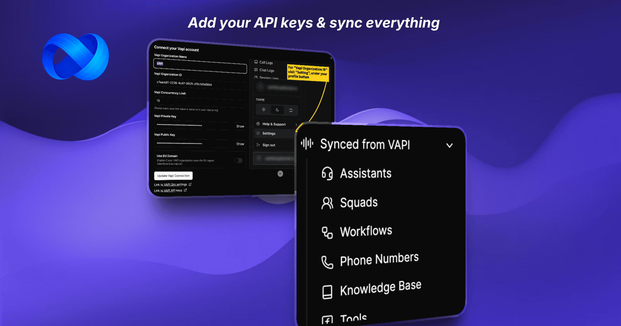 Vapi wrapper full feature with white-label API sync, branded client portals with transcripts and analytics, and Stripe billing in any currency | VoiceAIWrapper.