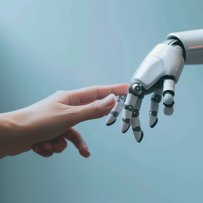 Human and AI chatbot connecting