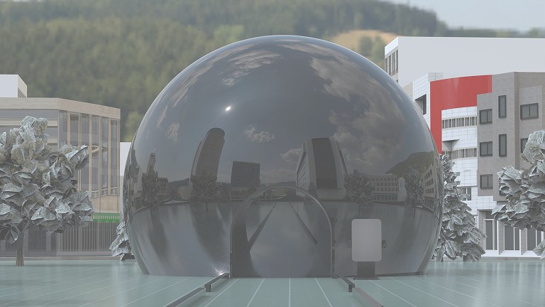 Exterior view of the immersive nature capsule designed for the Naturify service