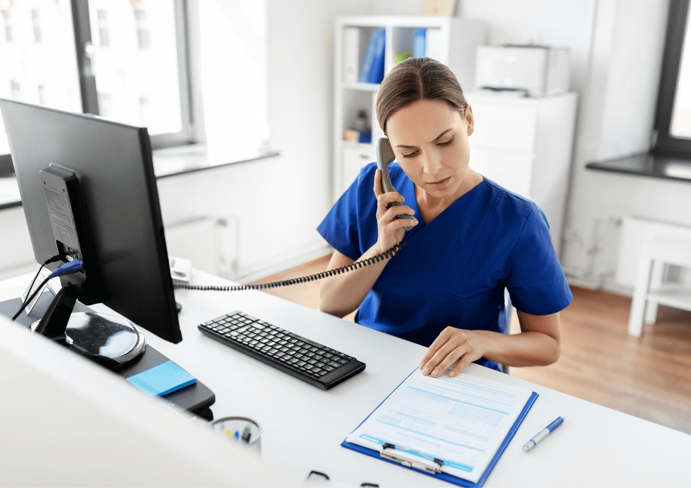 dentist talking on the phone