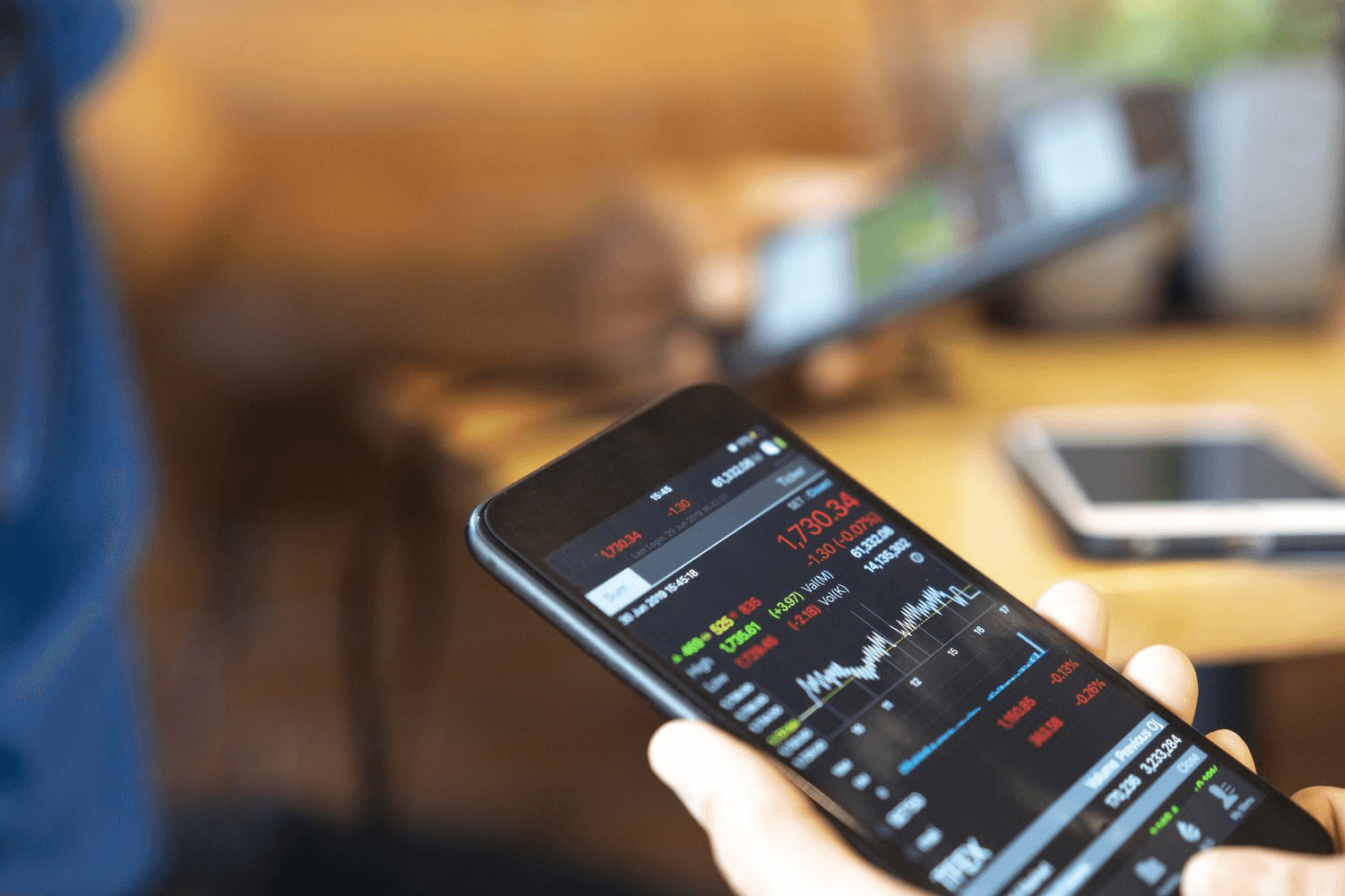 Person holding phone with stock charts -  Hype Cycle or Real Trading Edge?