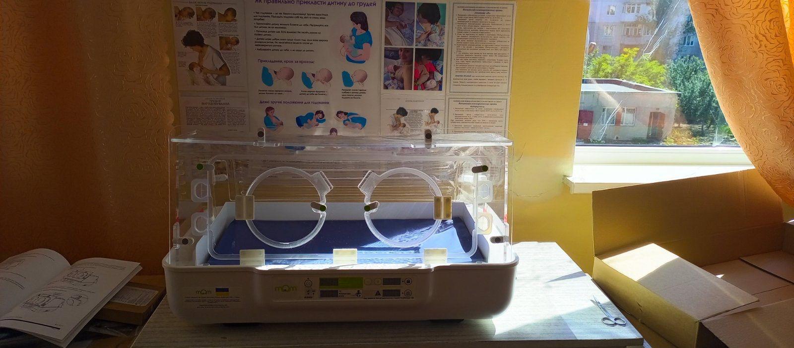 A mobile incubator system placed in a hospital.