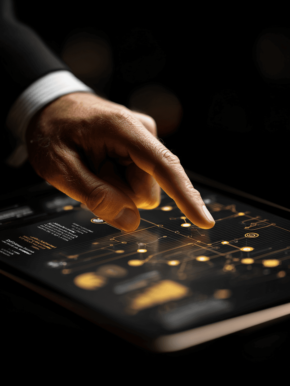 main qui pointe un dashboard