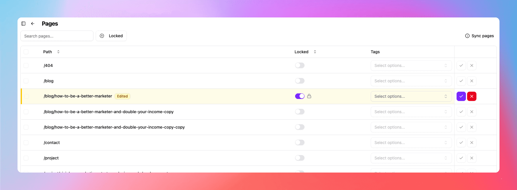 Locking pages in FramerAuth plugin