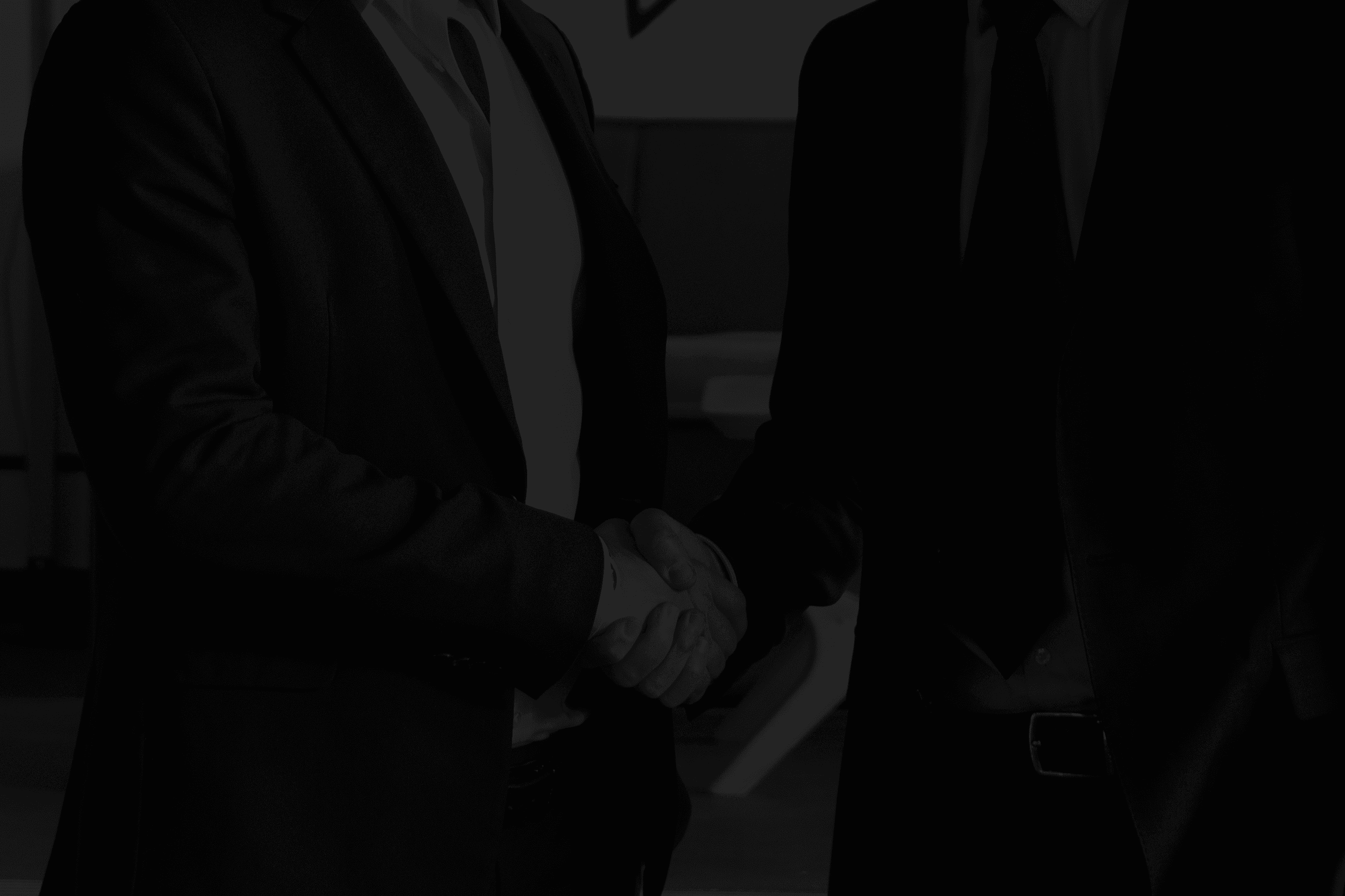 Two business partners shaking hands in agreement.
