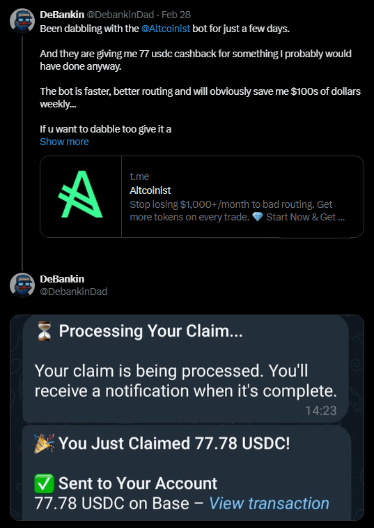 Twitter testimonial screenshot