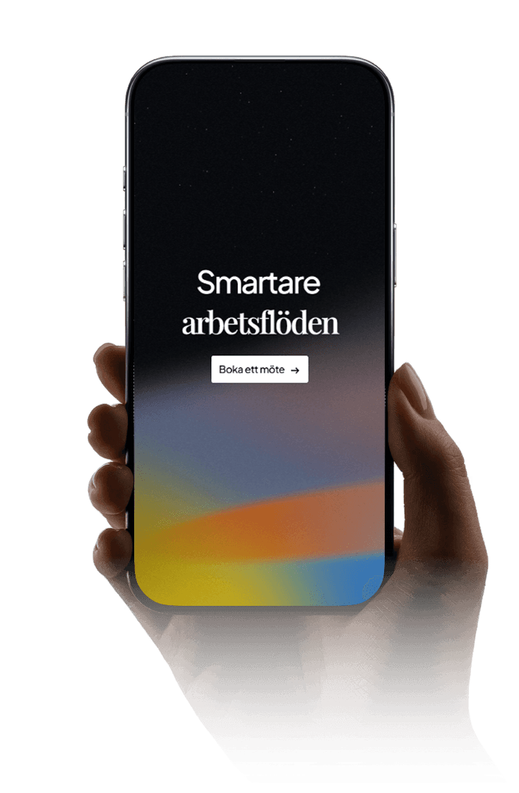 Mobil som visar modern hemsida med fokus på digitala lösningar