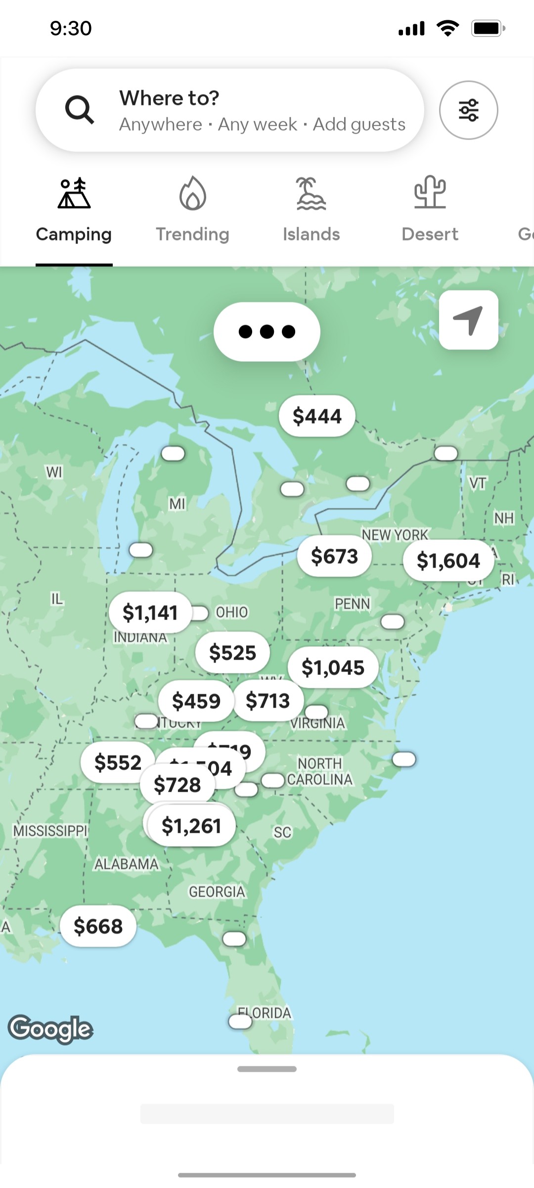 Airbnb air bnb map screen