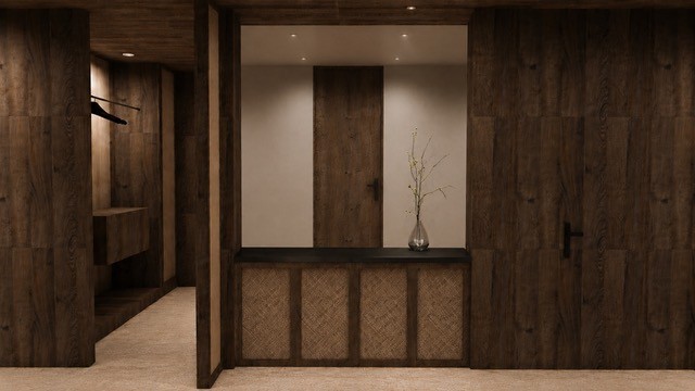 Clean and elegant cabinet with wooden frame