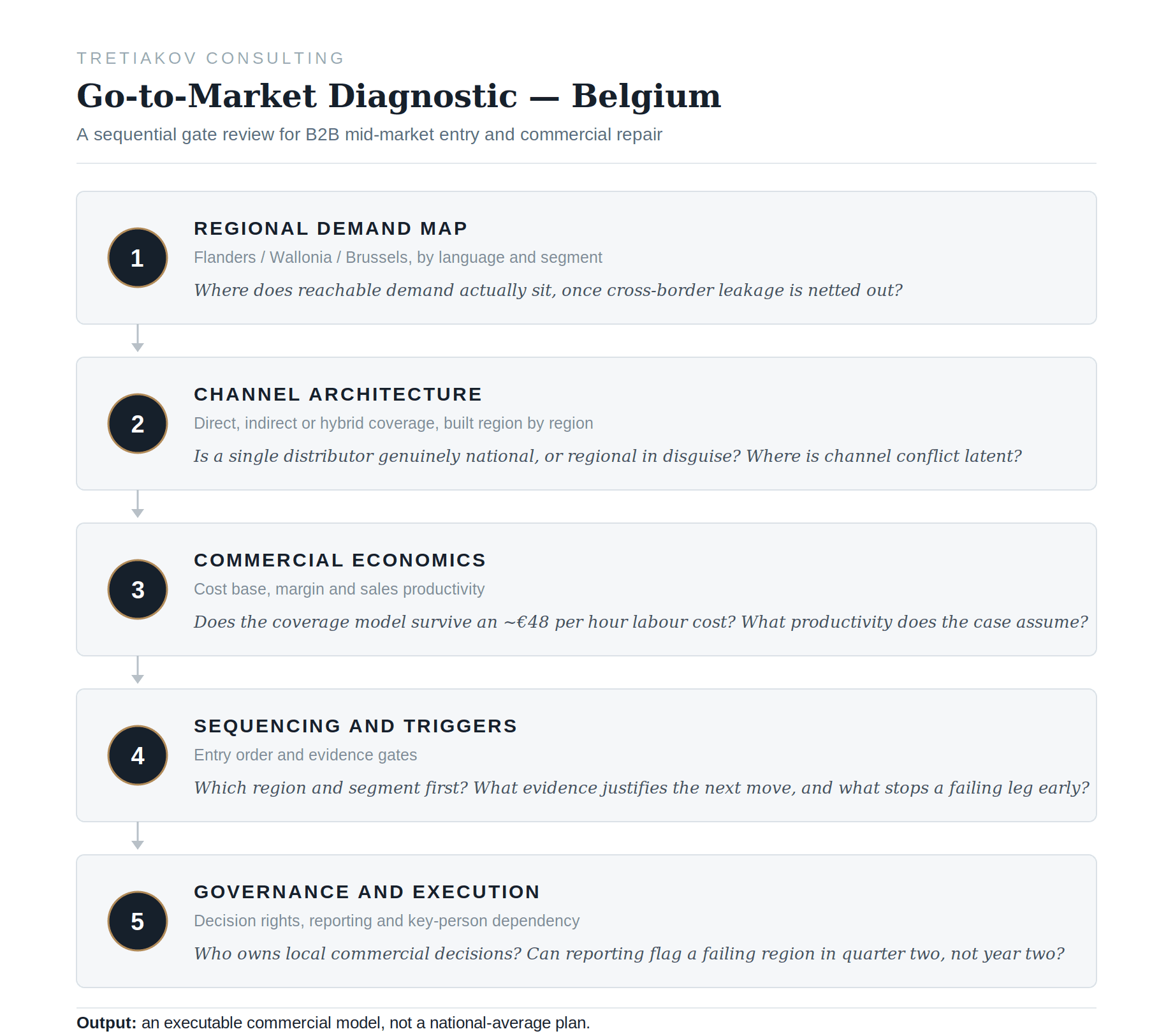 Go-to-market strategy consulting in Belgium diagnostic framework for B2B mid-market companies