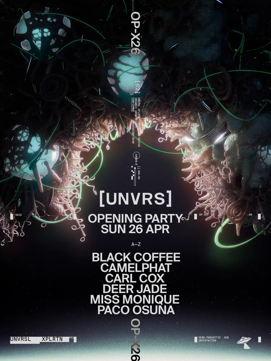 [UNVRS] 2026 Opening Party full lineup poster. Credits : The Night League