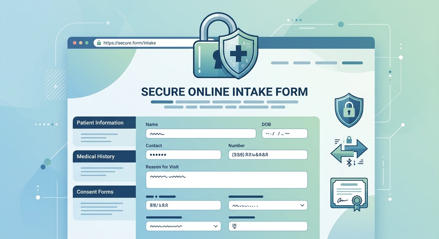 Secure HIPAA-compliant intake form with encryption on a therapist website