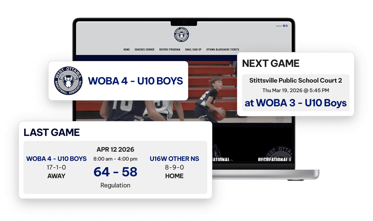 Basketball Website Builder Team Pages powered by TeamLinkt