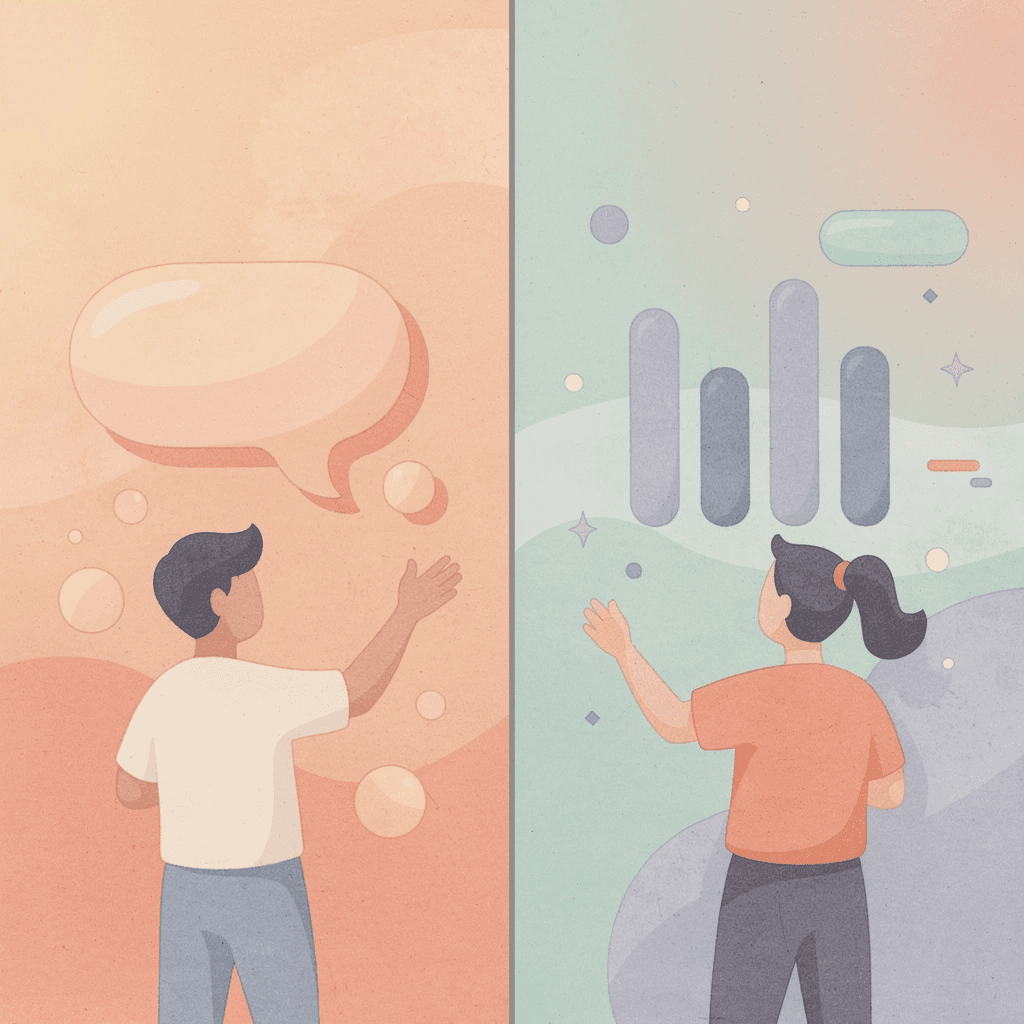 Split scene showing the contrast between agencies that make promises versus those that prove results - B2B SaaS SEO Agency