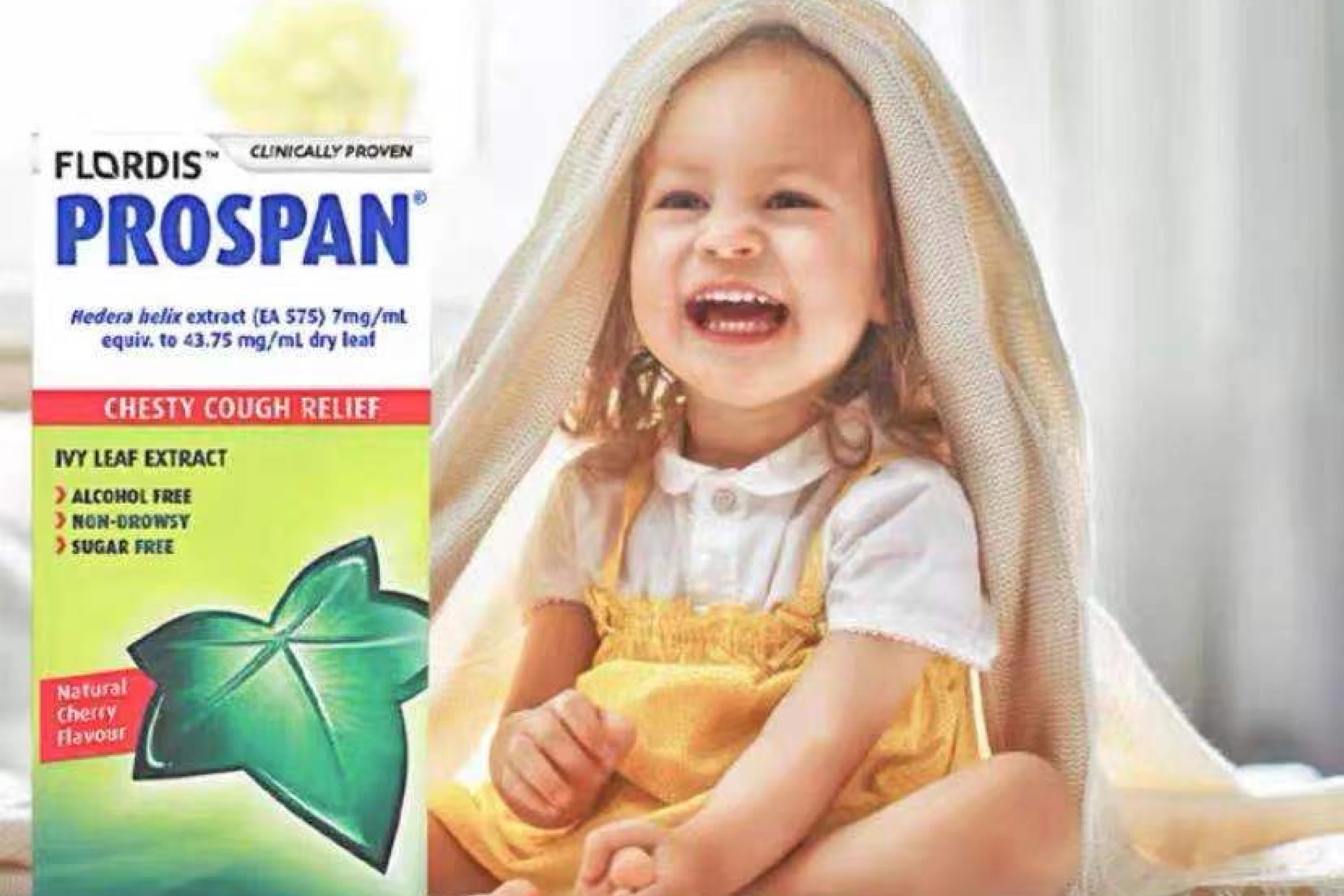 Prospan promotion in China shows baby smiling