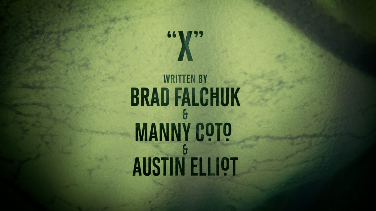 A veiny blood background showcases the names Brad Falchuk, Manny Coto, and Austin Elliott in the American Horror Stories title sequence, enhancing the horror ambiance.