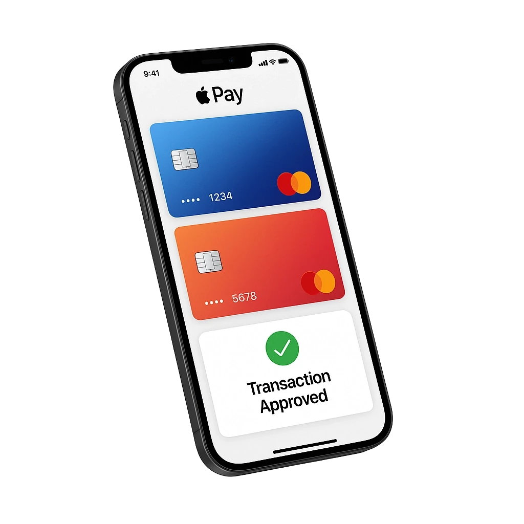 Mobile wallet screen on a cellphone