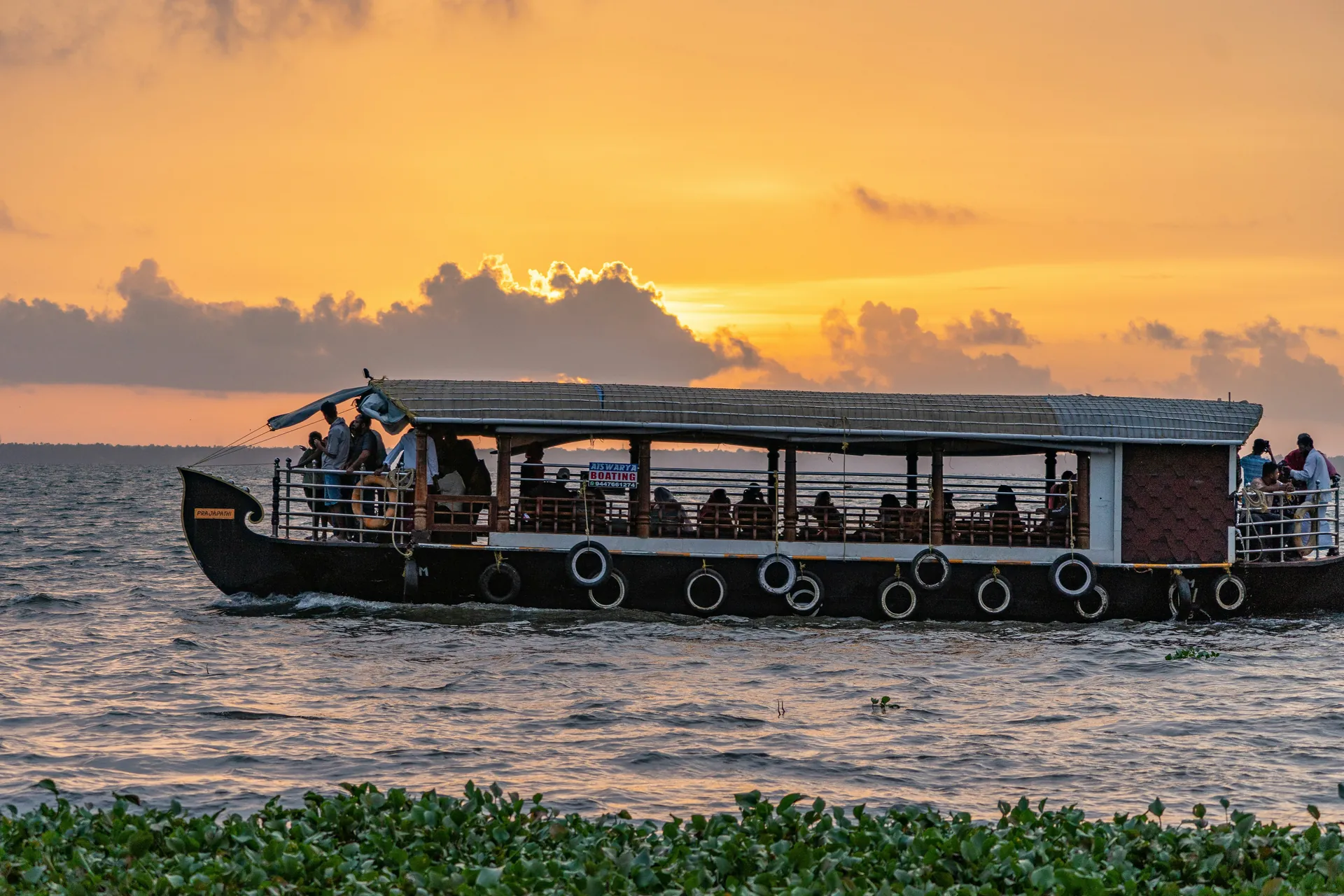 red train travelling near body of water