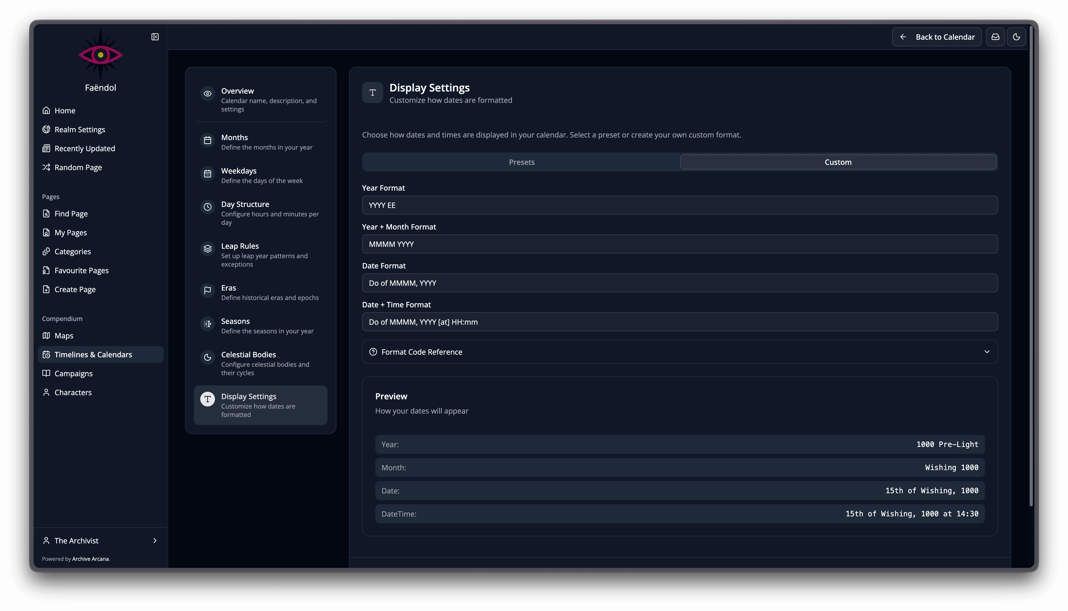 Set your own preferred format
