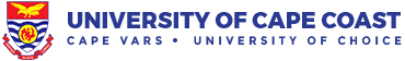 University of Cape Coast logo with a crest and bold blue text stating ‘Cape Vars’.