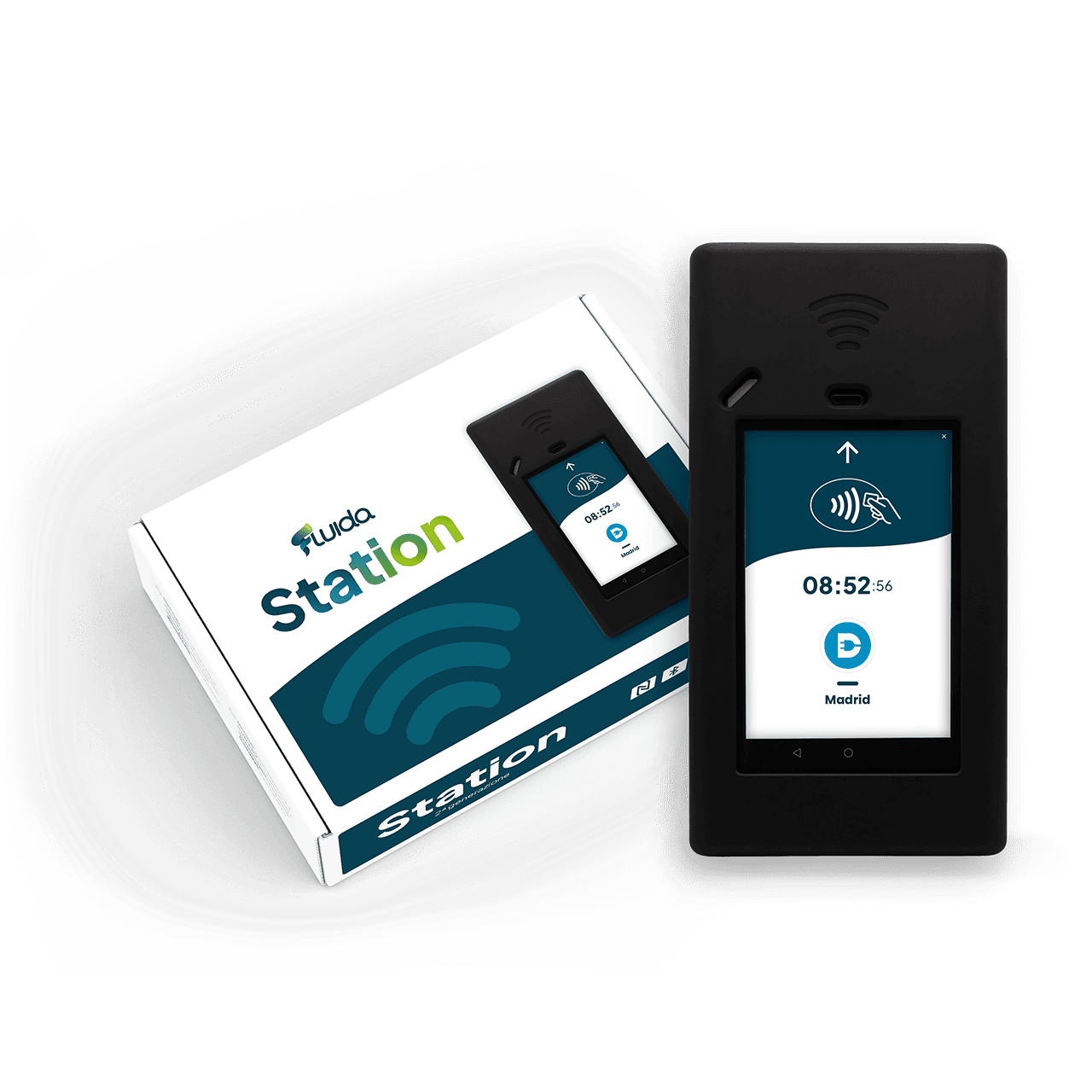 Fluida Station: dispositivo di timbratura avanzato con lettore badge NFC, ideale per la gestione delle presenze aziendali