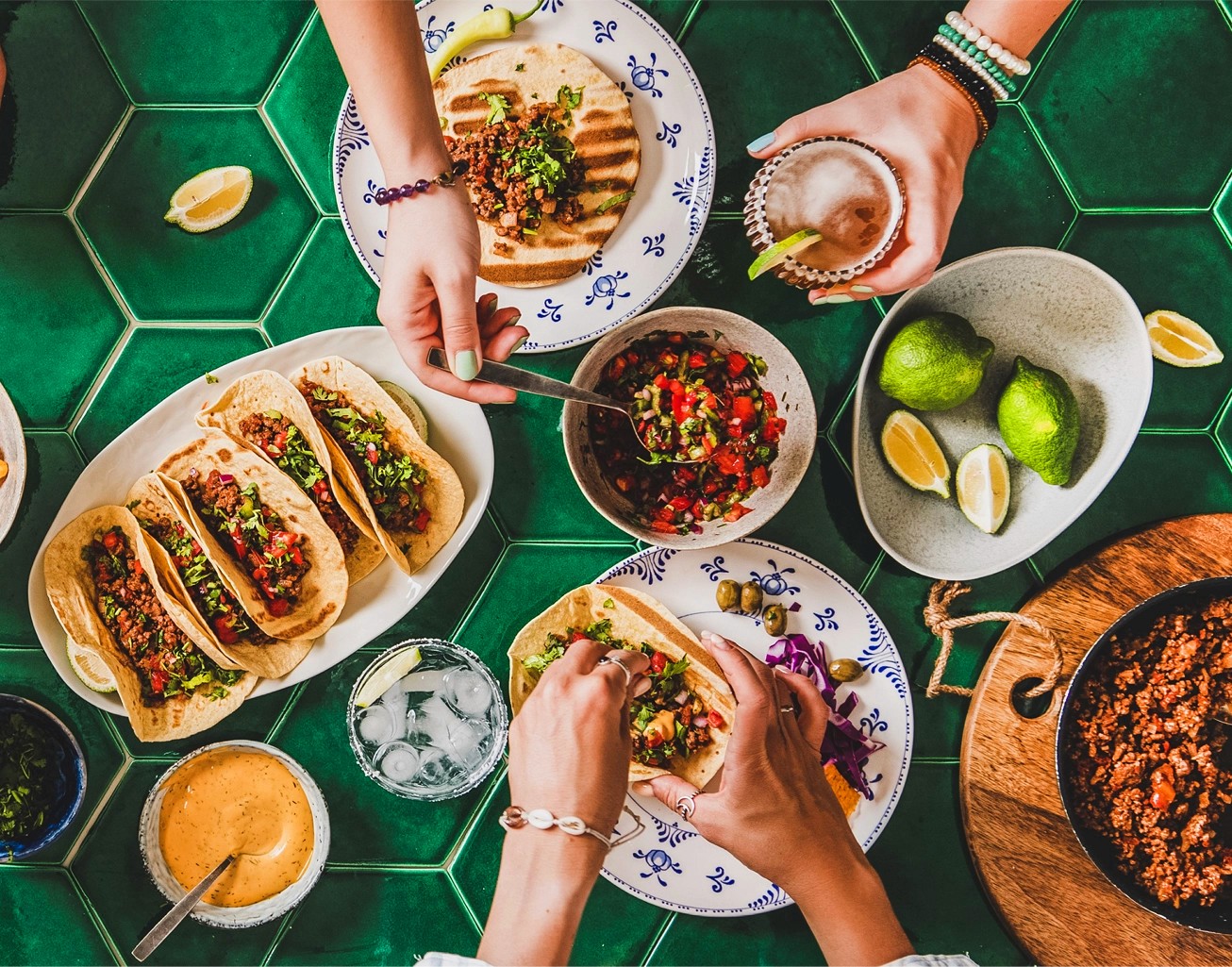 Clean, modern kitchen, green vibe