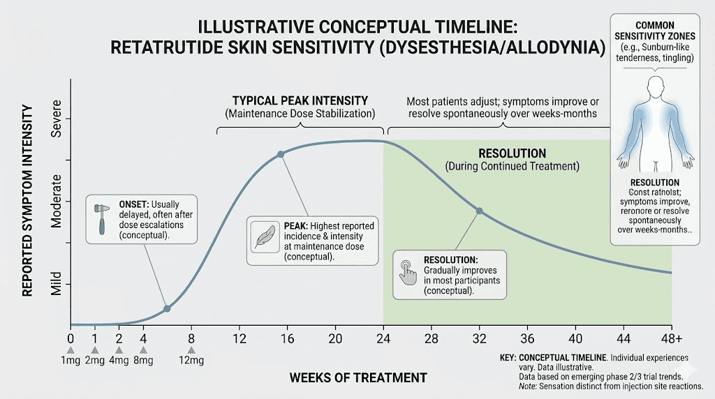 Retatrutide skin sensitivity timeline from onset to resolution