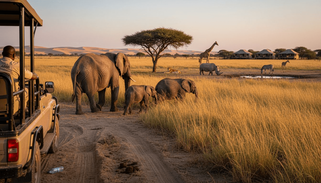 Big Five animals in southern African savannah