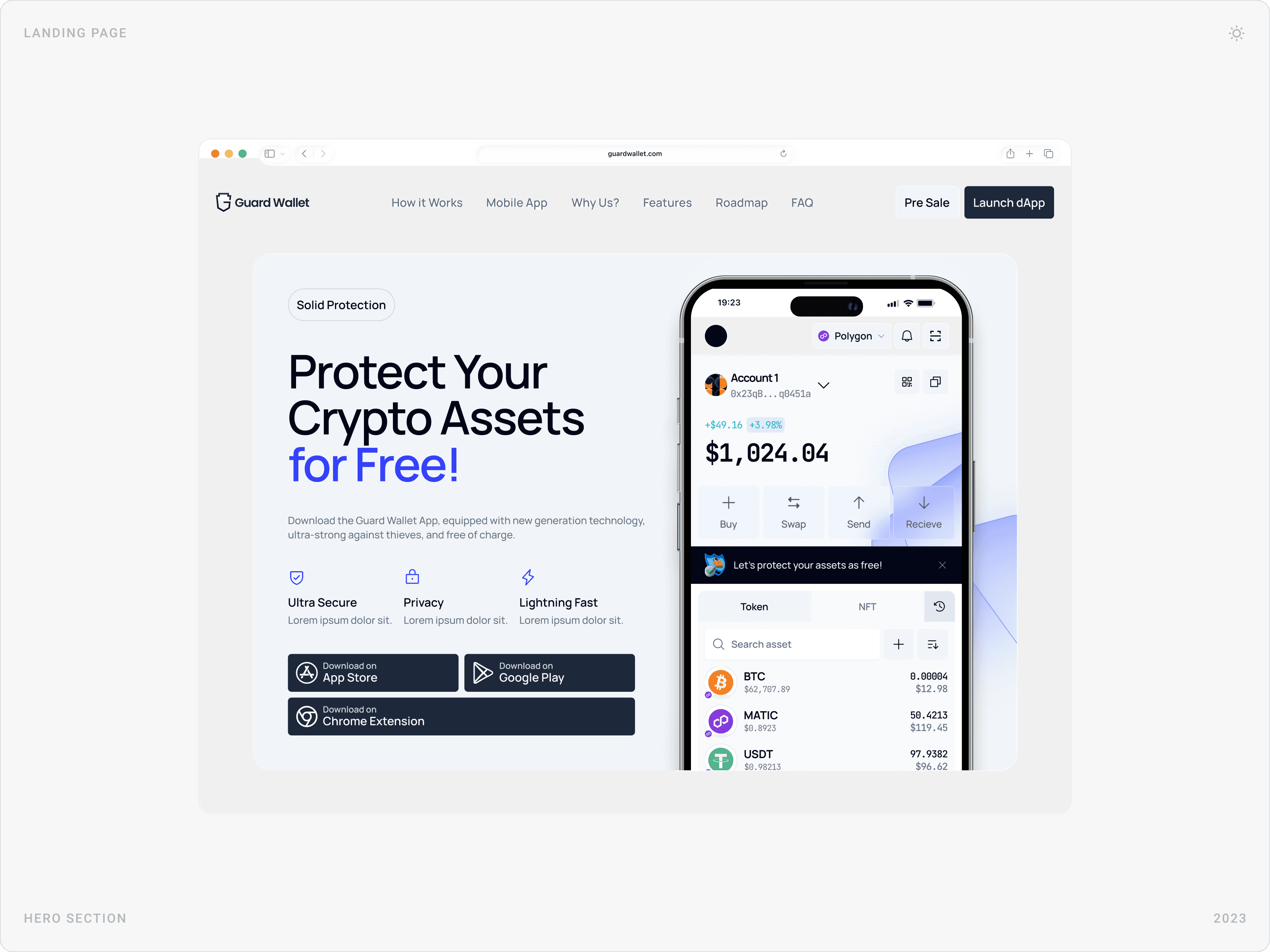 Modern Crypto Wallet Hero Section Design