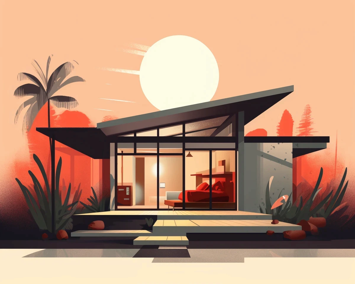 Illustration mid century modern home in Alabang Philippines