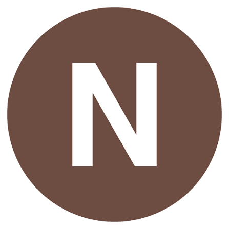 A brown circular avatar with a white letter N.