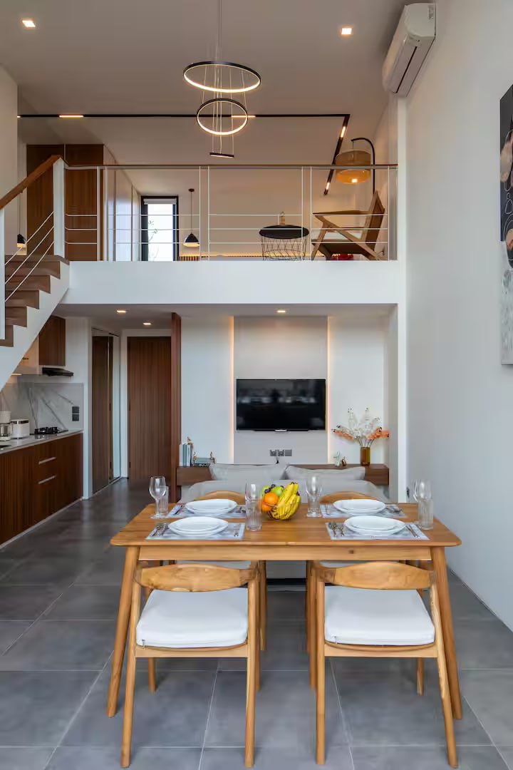 Completed two-level loft apartment in Pererenan, Canggu, offering panoramic views