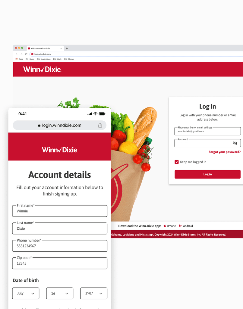 Image of a log in and sign up mockup