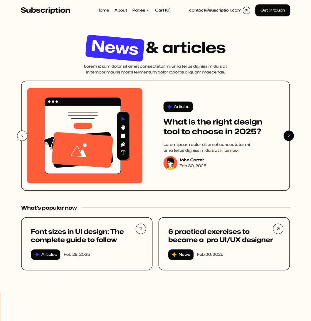 Subscription X - Blog V1 Page - Design Subscription Agency Framer Template