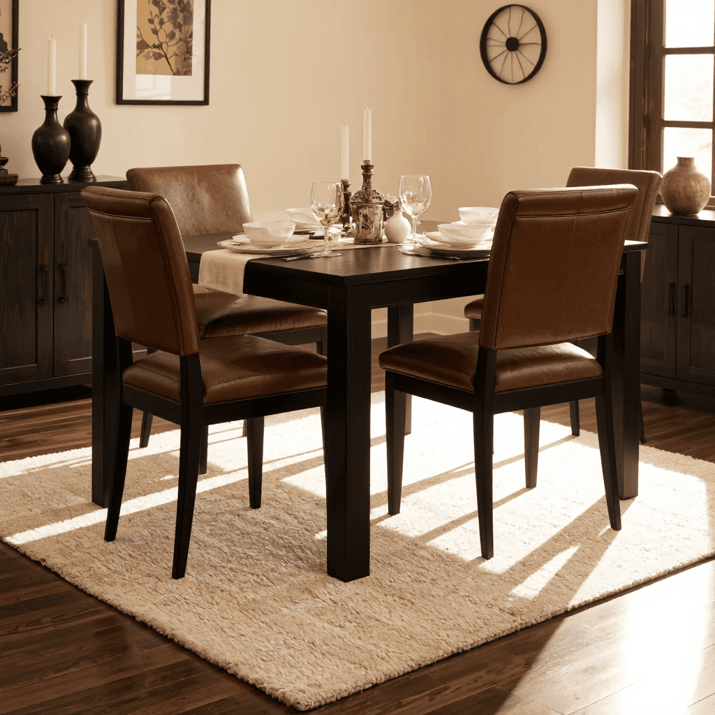 product photography of a dining table set with chairs