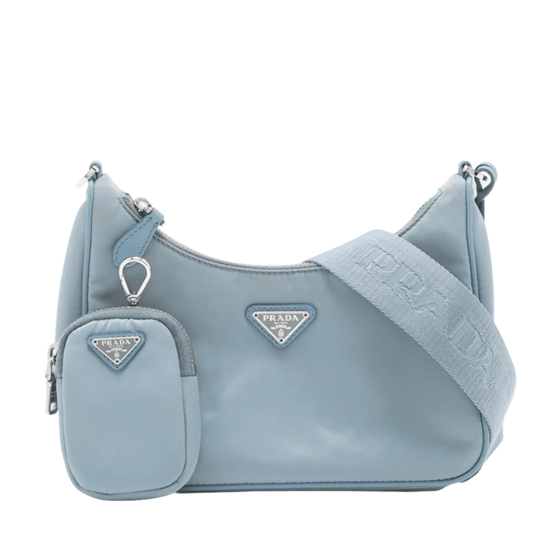 Prada Nylon x Leather 2WAY Shoulder Bag Light Blue