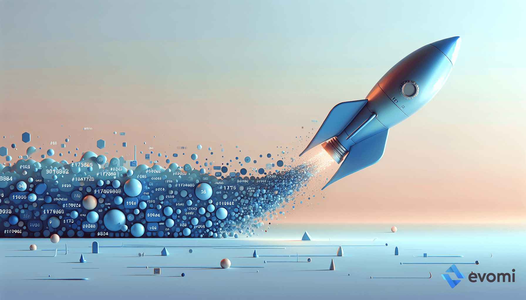  rocket launching through a cloudy sky, trailing a plume of blue and white particles.