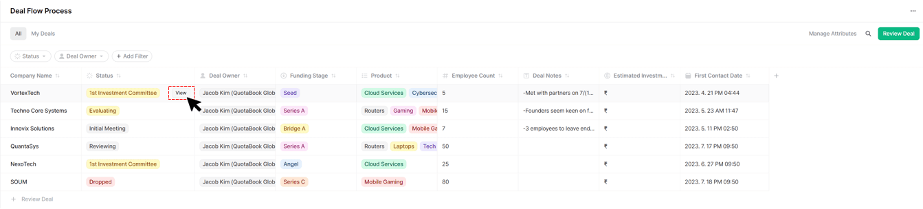 view deal flow process