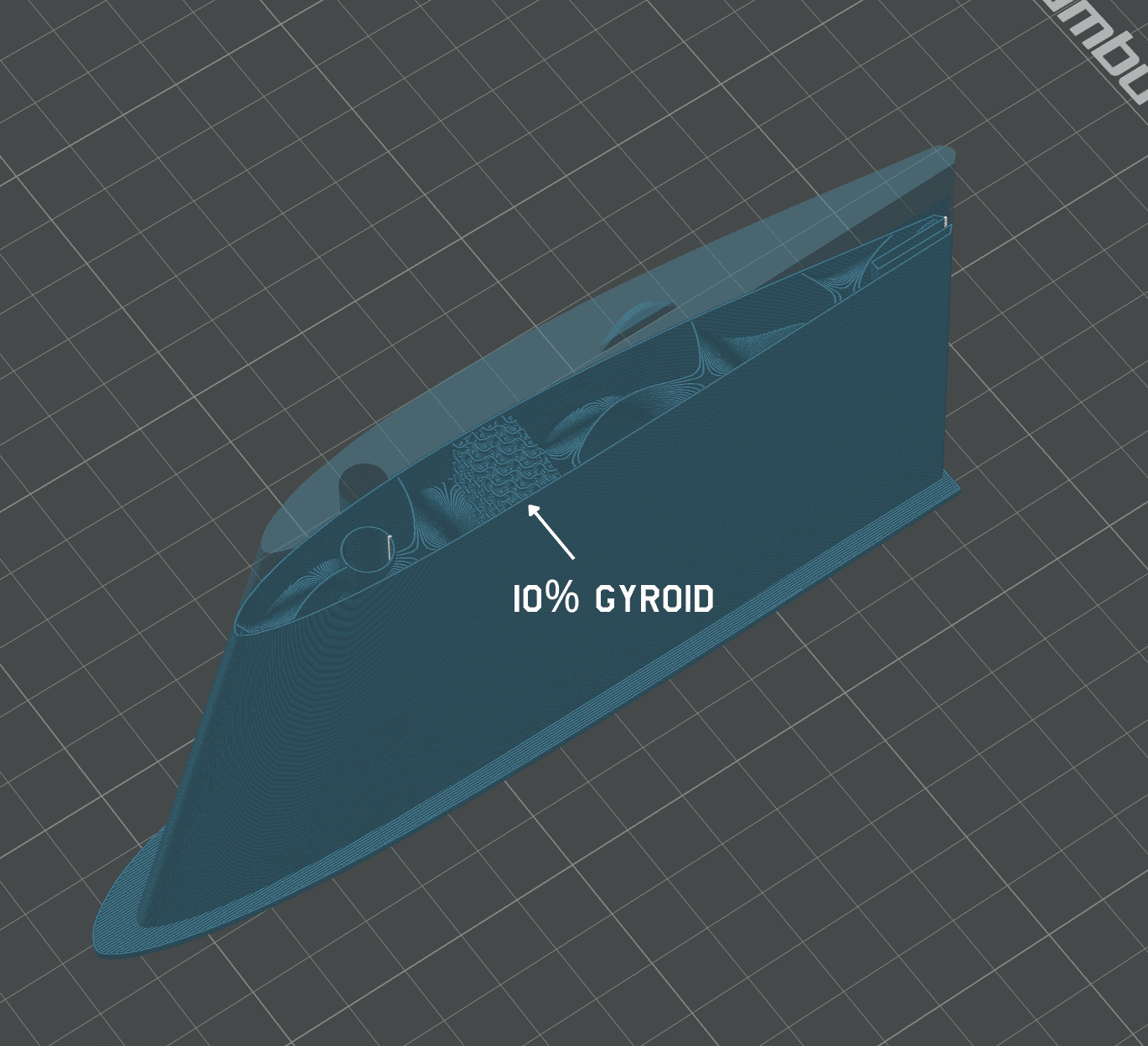 Preview view showing denser infill zones