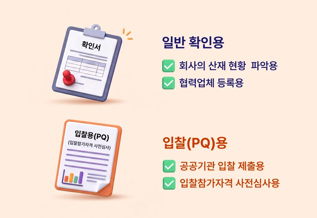 산업재해율확인서의 종류 및 목적