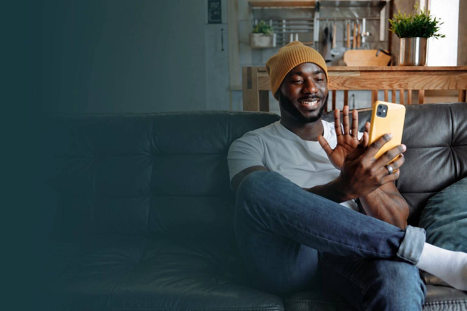 man on video call