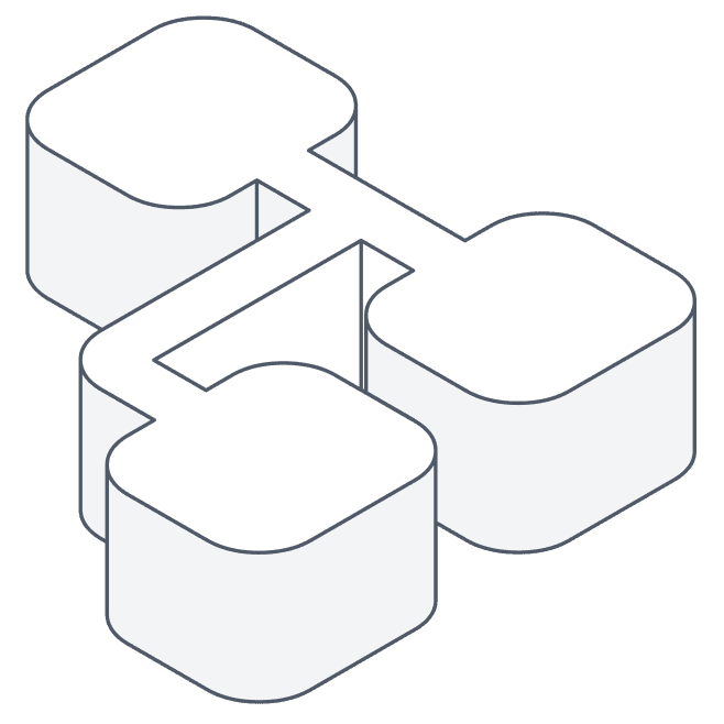 A large white cube supporting two smaller cubes on its surface, forming a stacked geometric display.