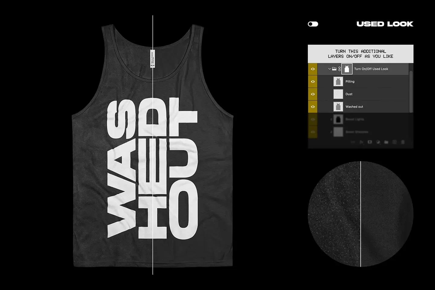 Bella+Canvas 3480 Tanktop Wrinkled mockup used fabric look with worn texture