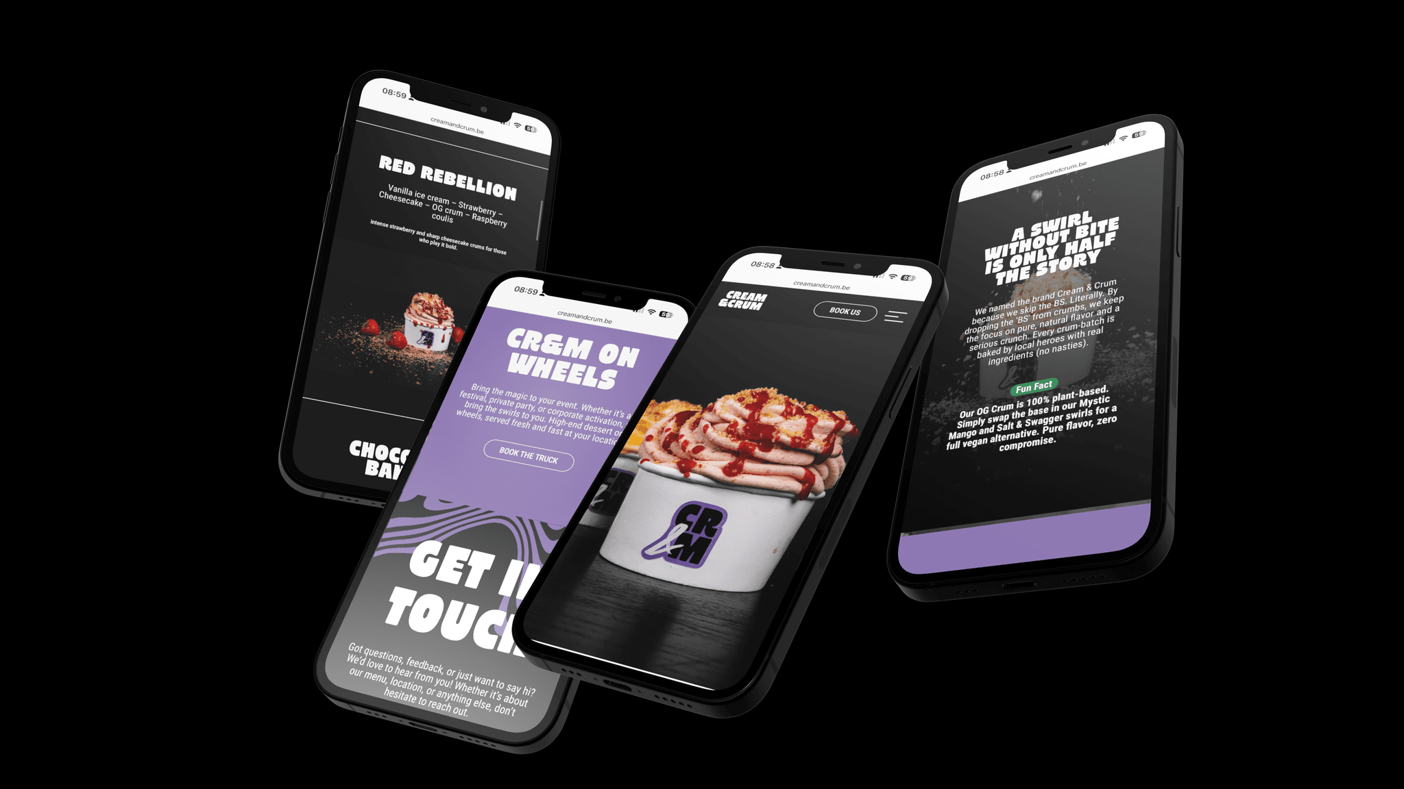 creamandcrum.be cream&crum website mockup phone