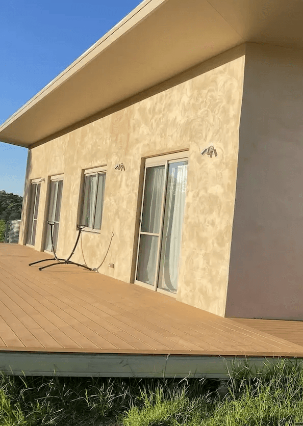 House was lost in the fire then david re-built it with Respira hemp block to make a sustainable healthy home