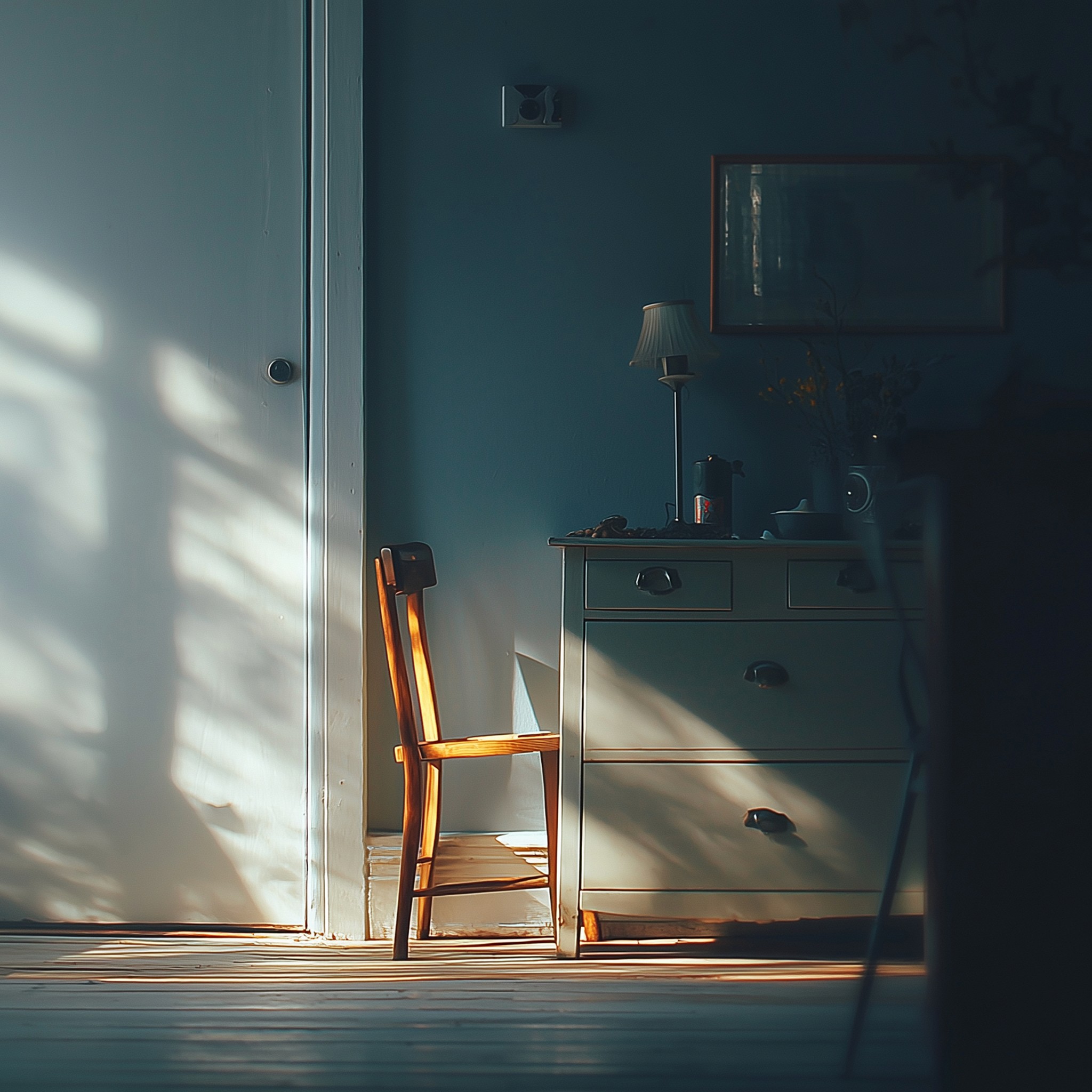 Breathwork for burnout, warm atmospheric light dissolving through haze