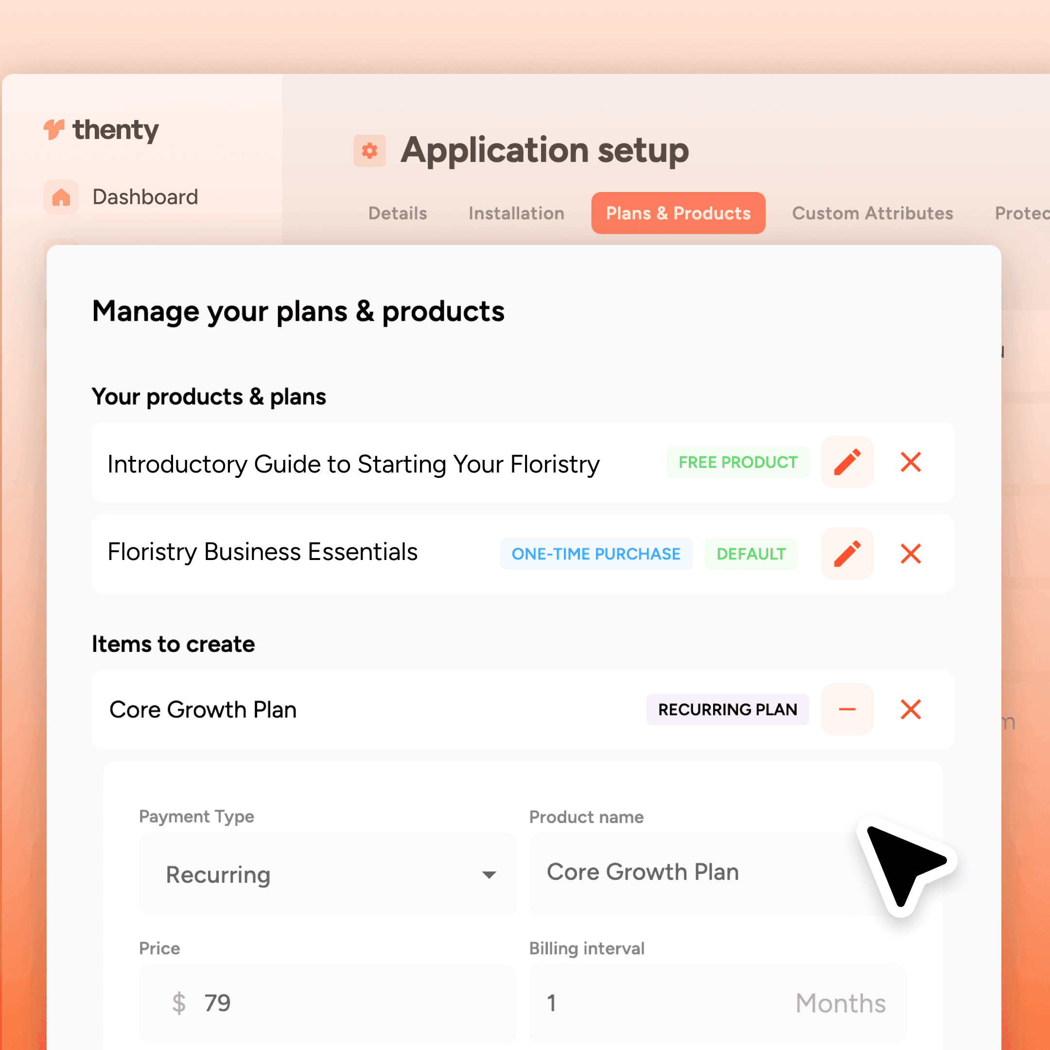 Managing membership plans and products in Thenty console for Framer gated content website