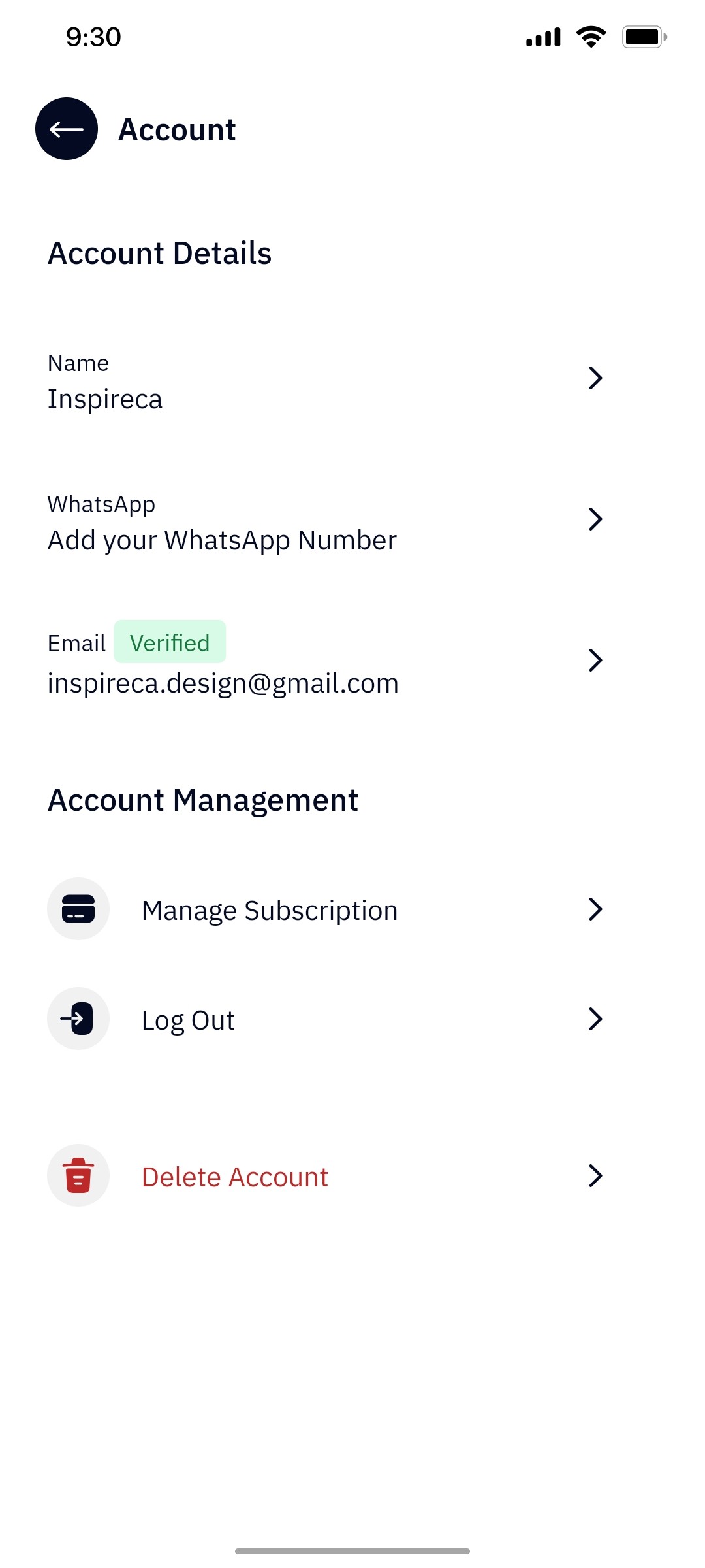 Outskill Account screen