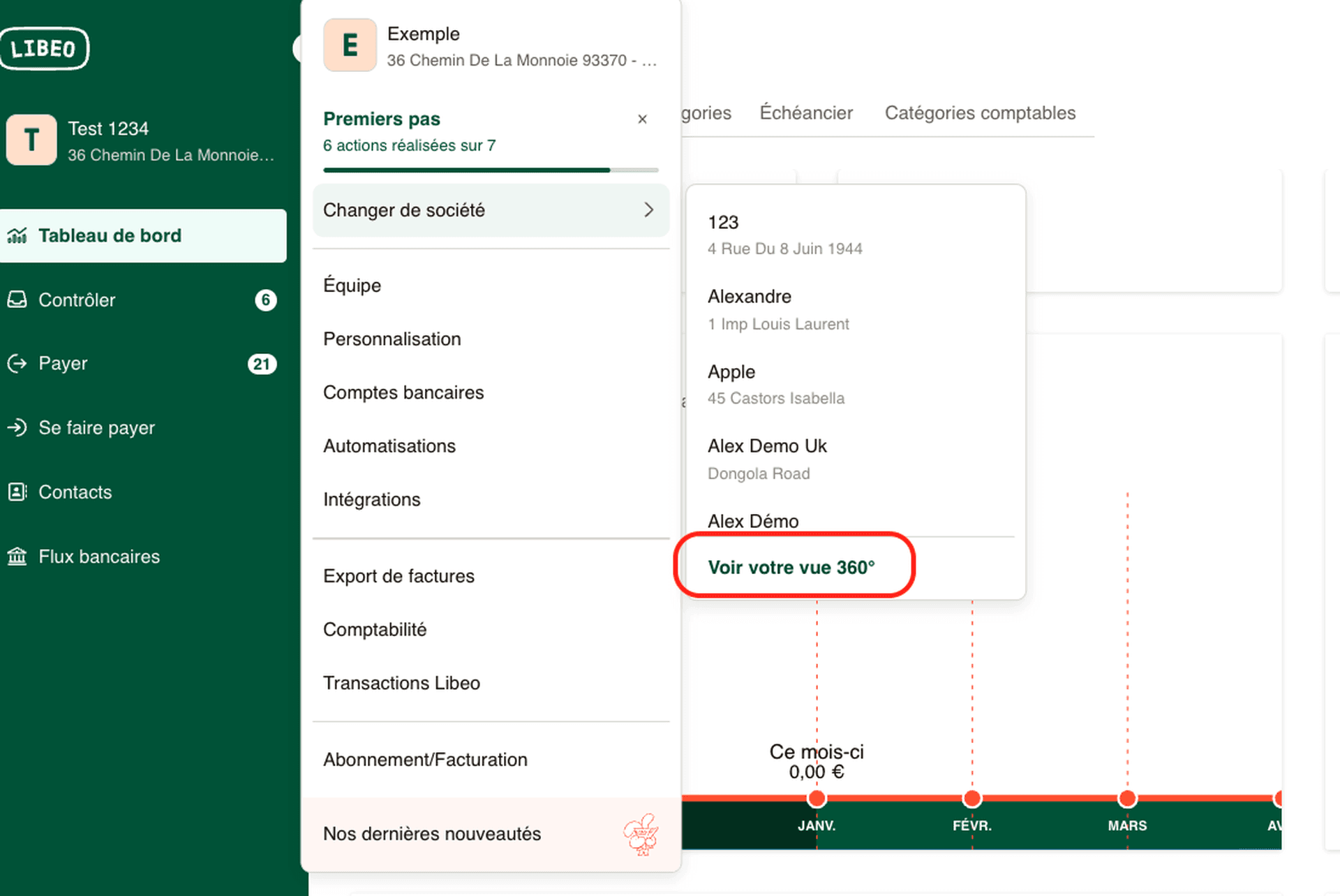 Vue 360° comptes Libeo